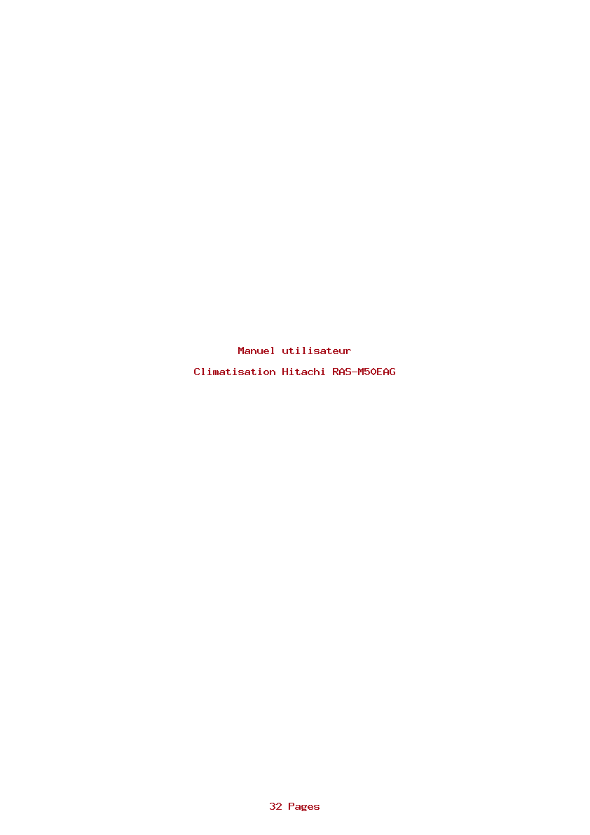 Page 1 de la notice Manuel utilisateur Hitachi RAS-M50EAG
