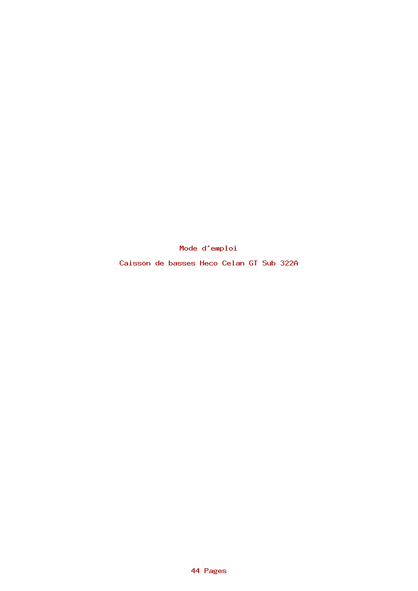 Page 1 de la notice Mode d'emploi Heco Celan GT Sub 322A