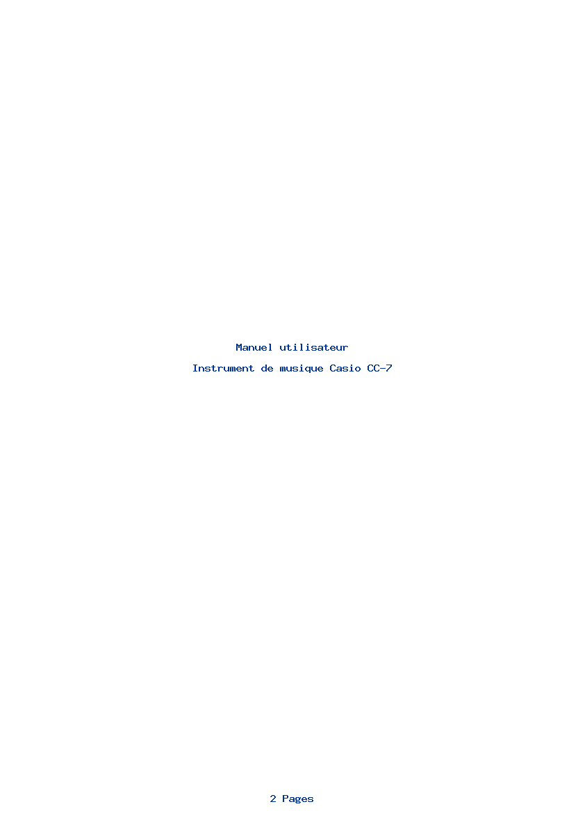 Page 1 de la notice Manuel utilisateur Casio CC-7