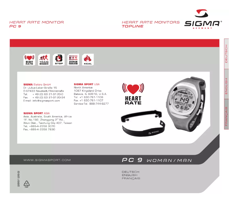 Page 1 de la notice Manuel utilisateur Sigma PC 9 Man