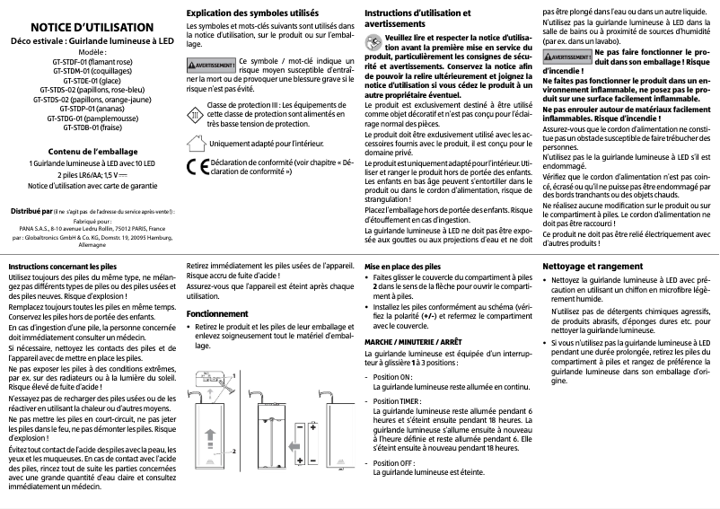 Page 1 de la notice Manuel utilisateur LightZone GT-STD
