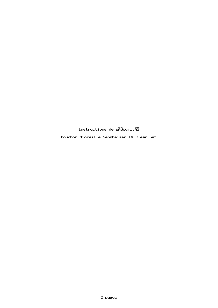Page 1 de la notice Instructions de sécurité Sennheiser TV Clear Set