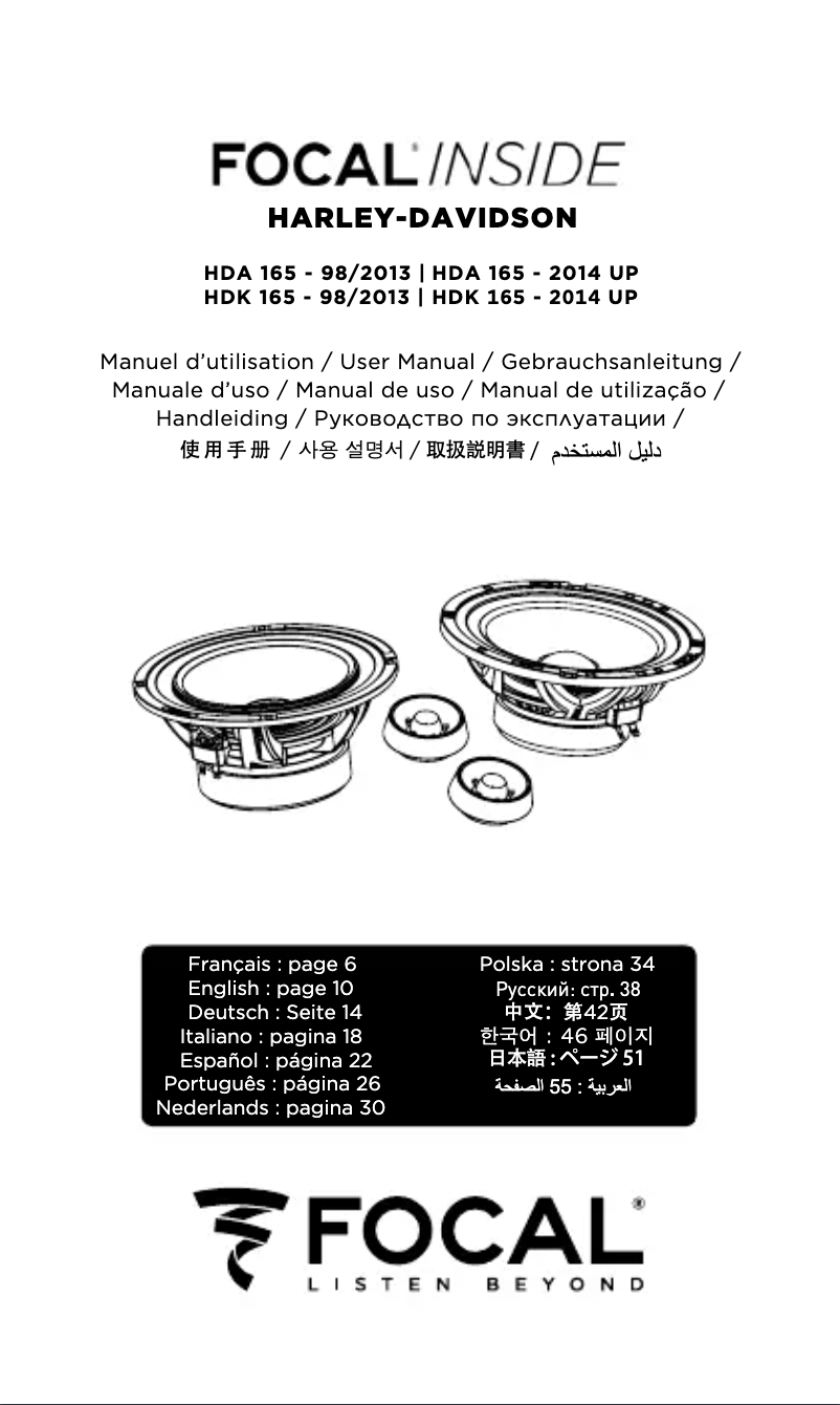 Page 1 de la notice Manuel utilisateur Focal HDK 165-2014 UP