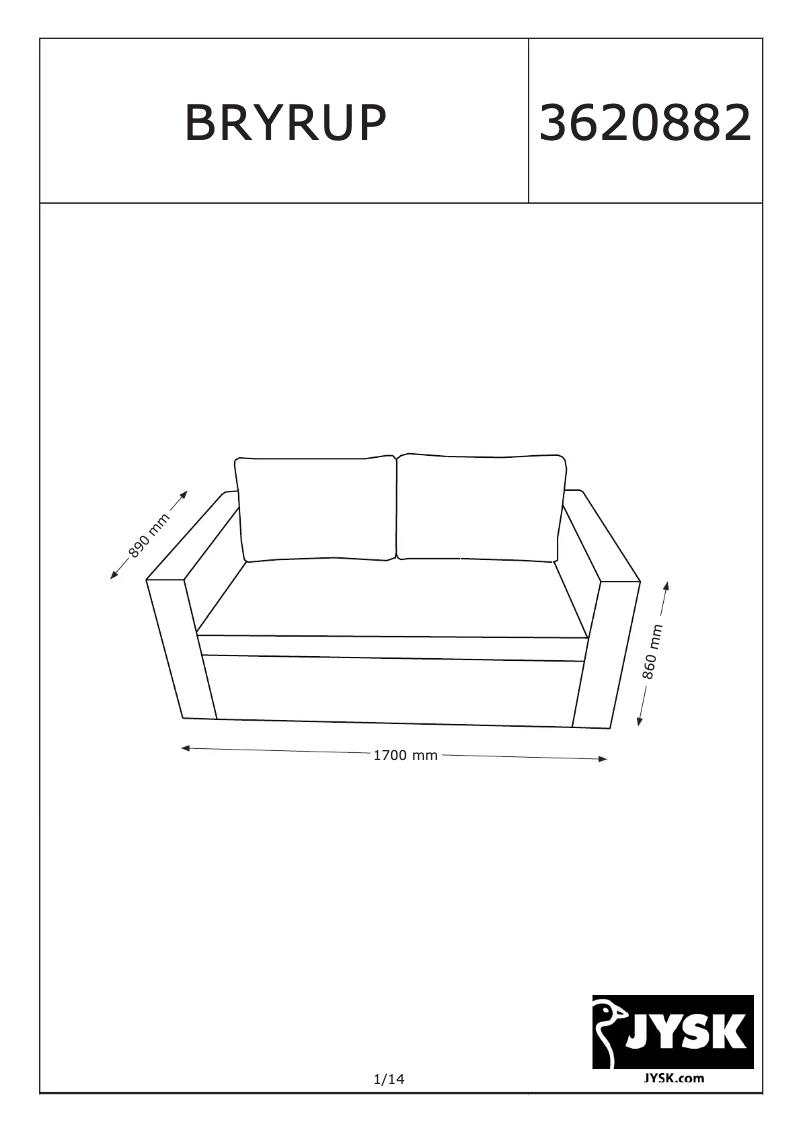Page 1 de la notice Manuel utilisateur JYSK Bryrup