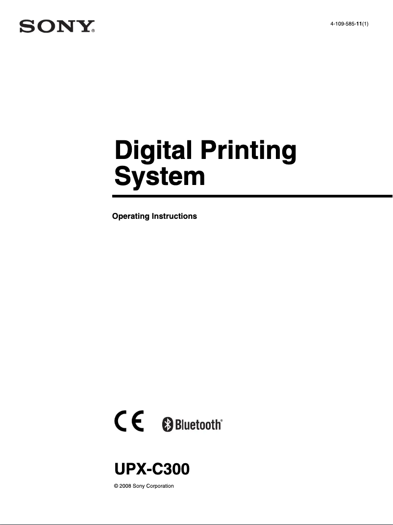Page n°1 - Manuel utilisateur Sony UPXC300