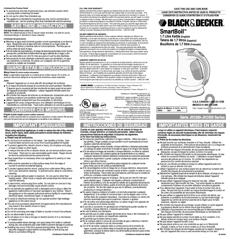 Page 1 de la notice Manuel utilisateur Black & Decker JKC500