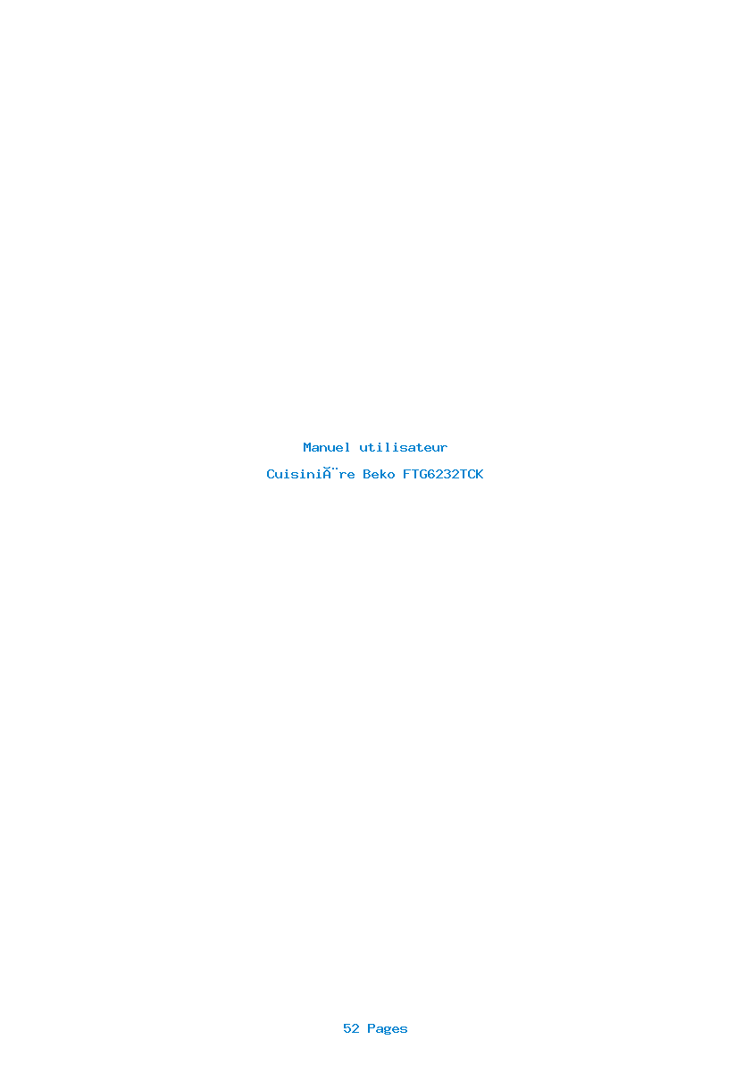 Page 1 de la notice Manuel utilisateur Beko FTG6232TCK