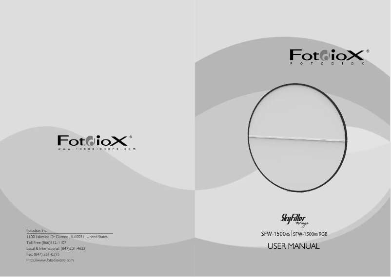 Page 1 de la notice Manuel utilisateur Fotodiox SkyFiller Wings SFW-1500RS
