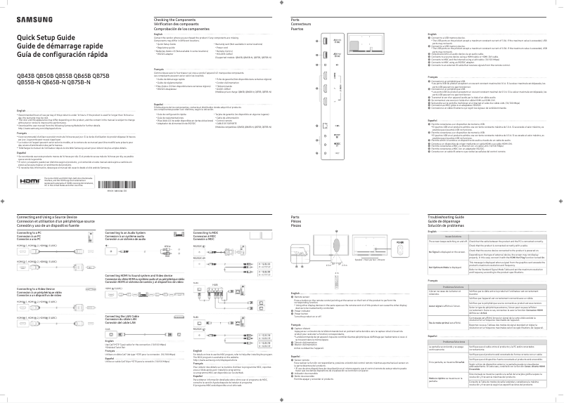 Página 1 del manual Manual de usuario Samsung QB65B