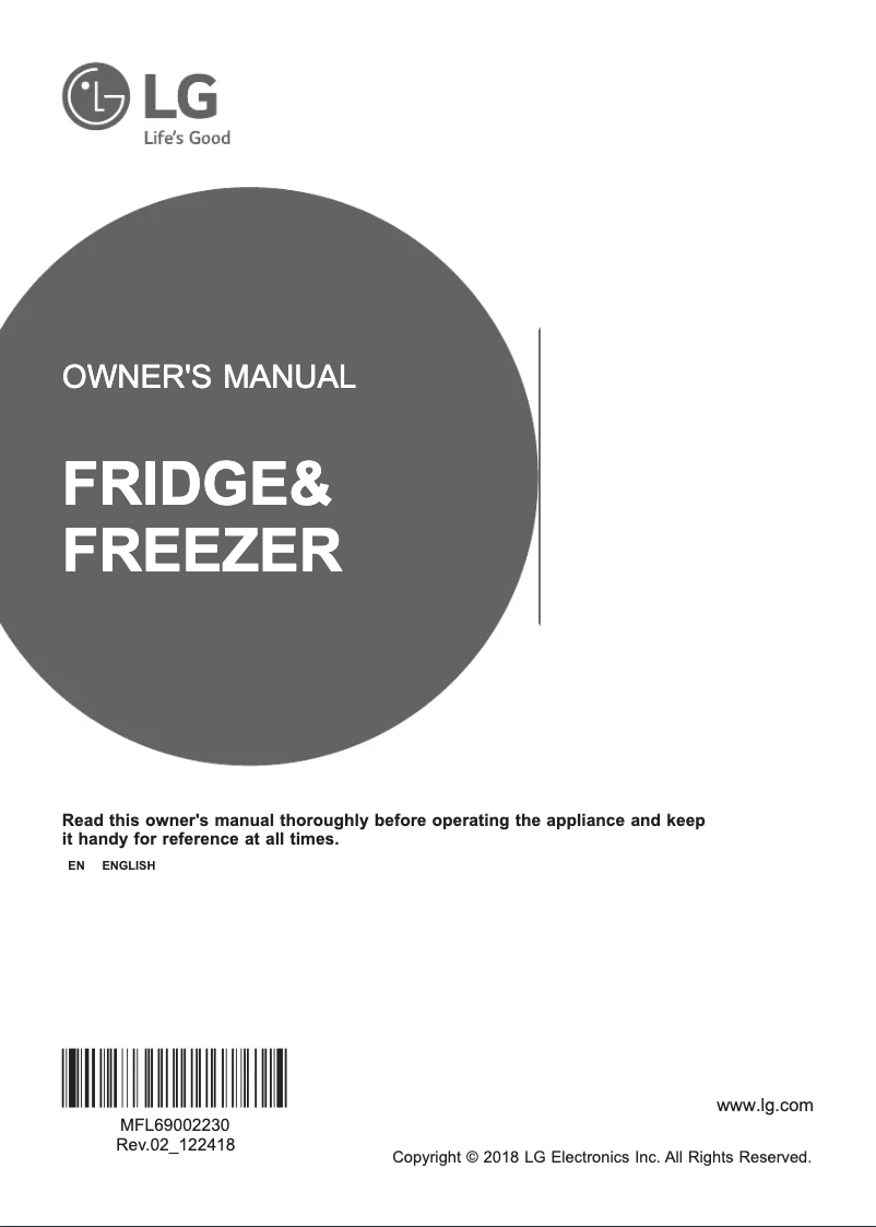 Page 1 de la notice Manuel utilisateur LG GML936NSHV