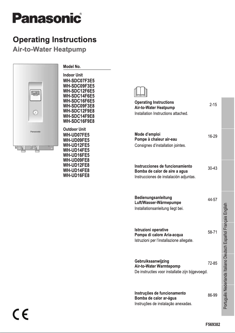 Page 1 de la notice Manuel utilisateur Panasonic WH-SDC09F3E5