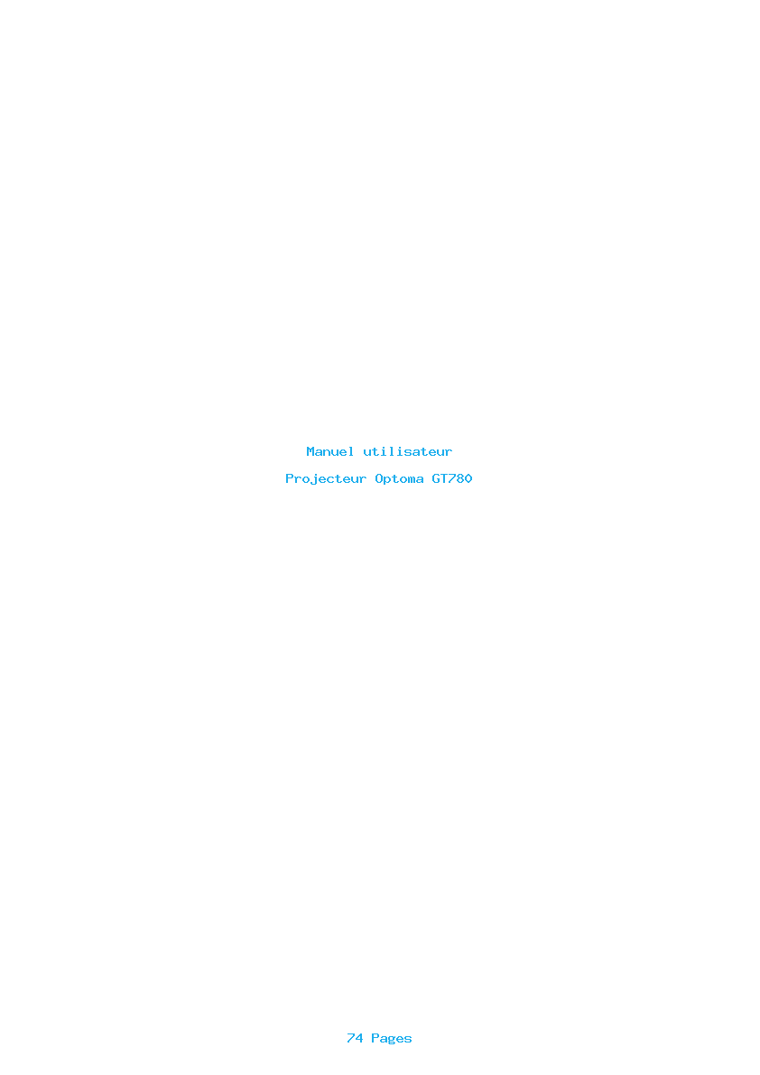 Page 1 de la notice Manuel utilisateur Optoma GT780