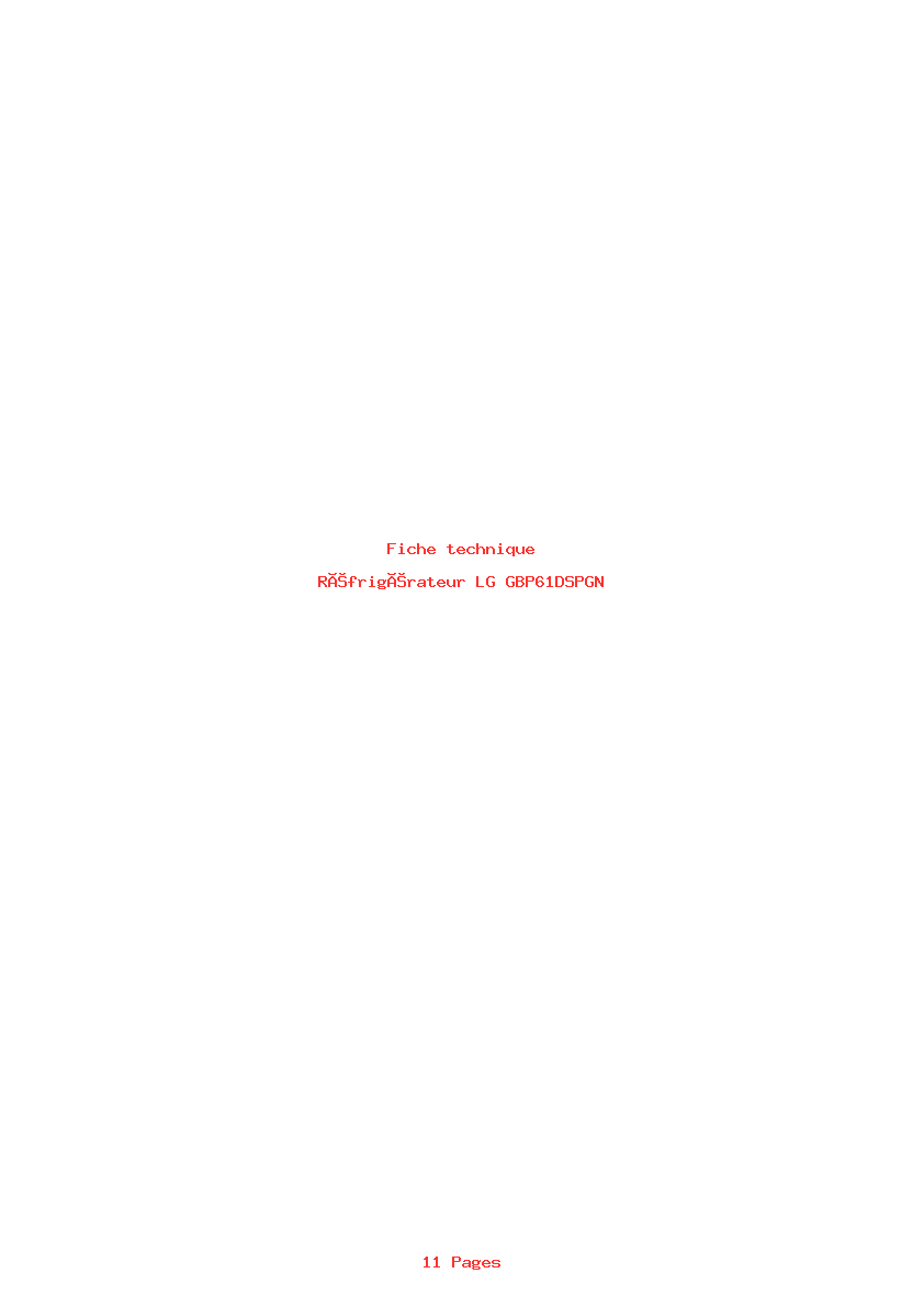Page 1 de la notice Fiche technique LG GBP61DSPGN