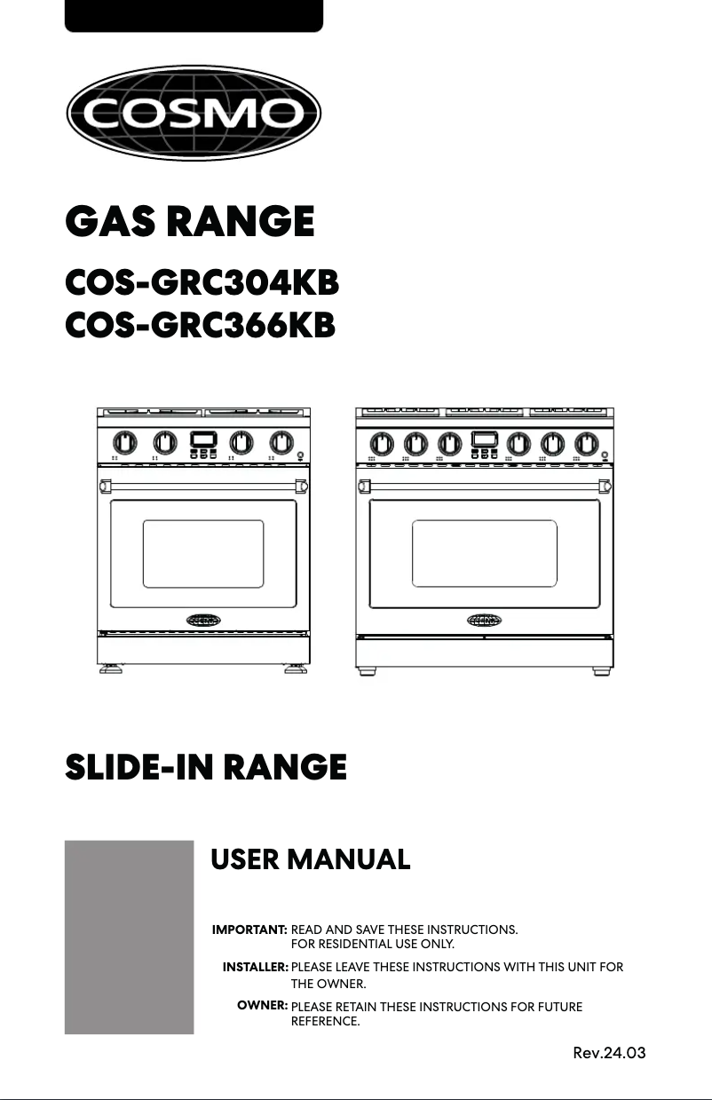 Page 1 de la notice Manuel utilisateur Cosmo COS-GRC304KB