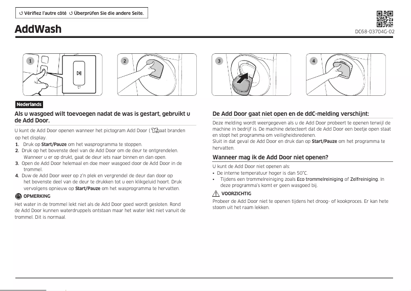 Page 1 de la notice Guide d'installation Samsung WD80K5B10OW