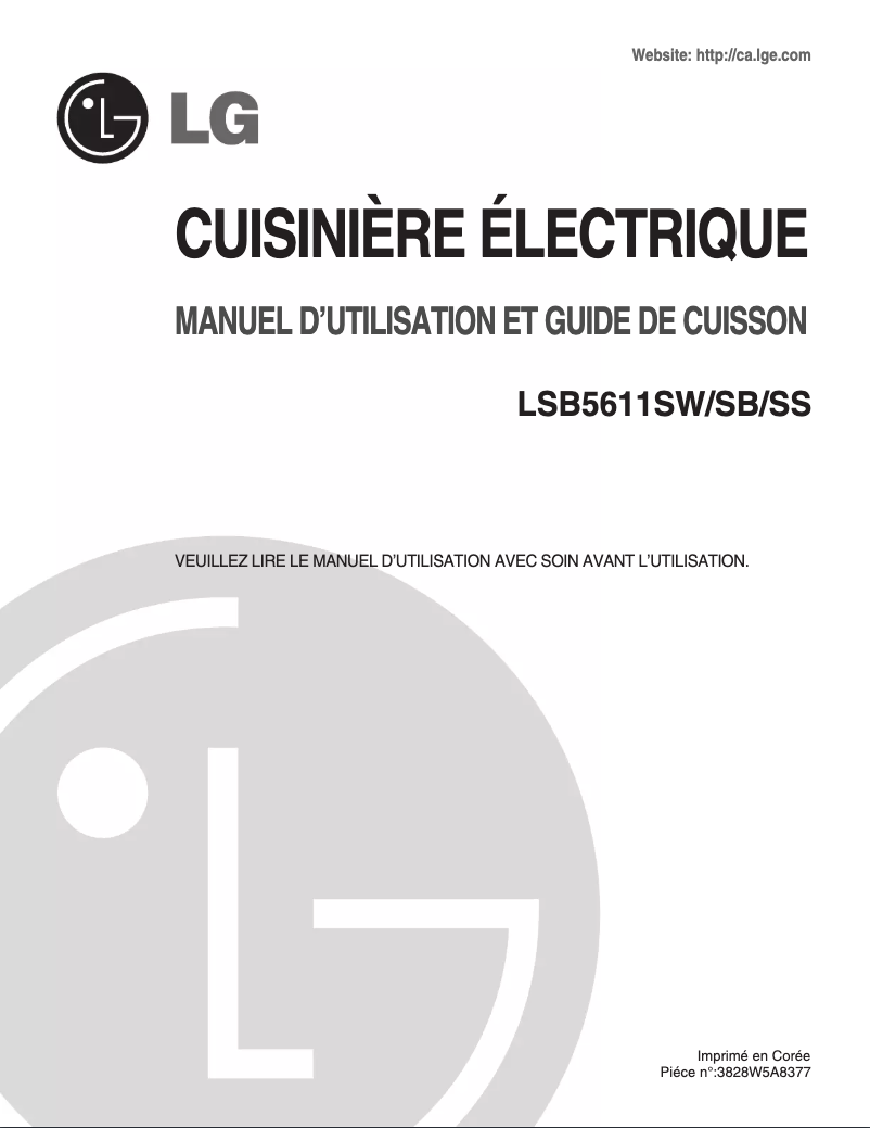 Page 1 de la notice Manuel utilisateur LG LSB5611SS