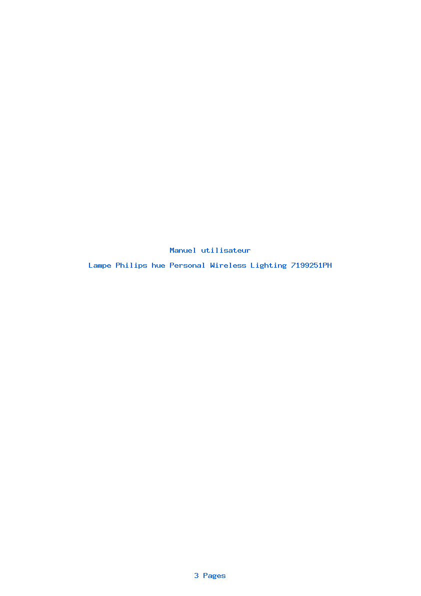 Page 1 de la notice Manuel utilisateur Philips hue Personal Wireless Lighting 7199251PH