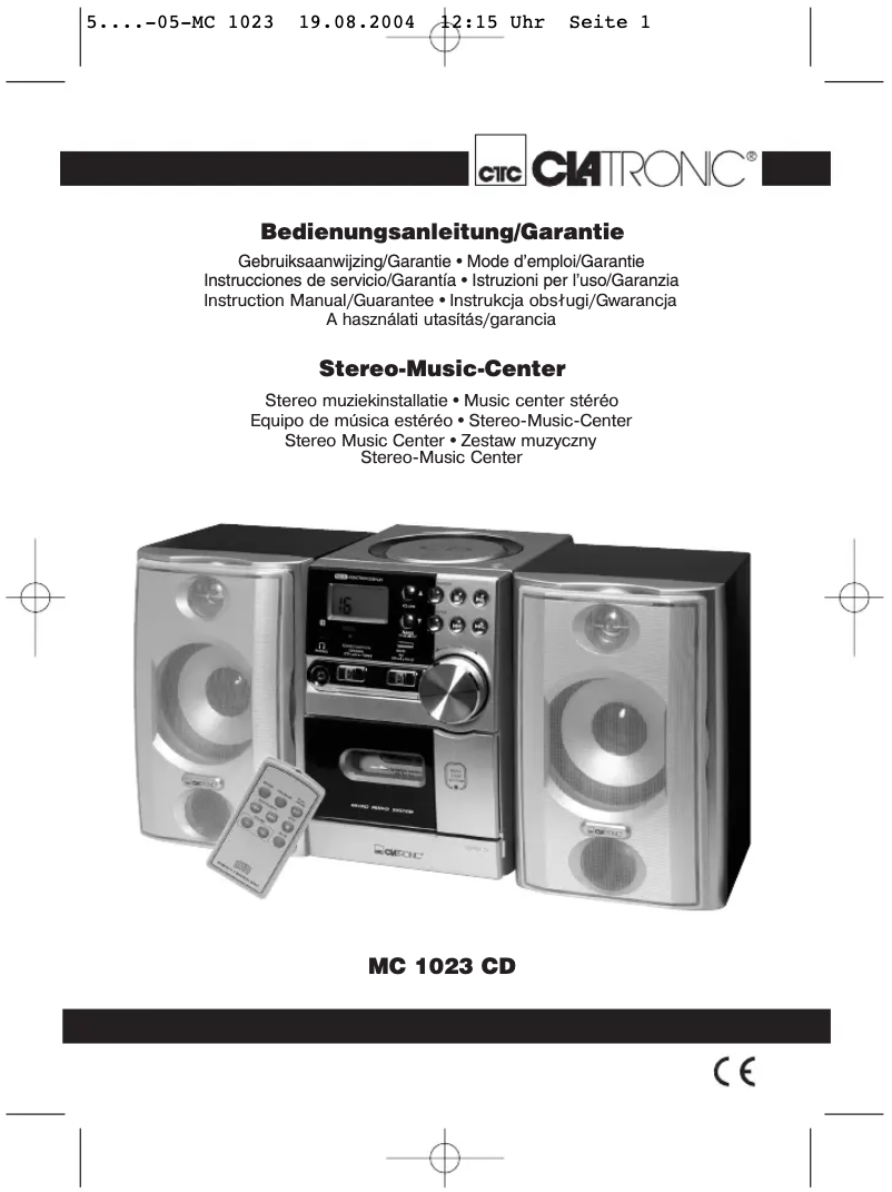 Page 1 of the manual User Manual Clatronic MC 1023 CD