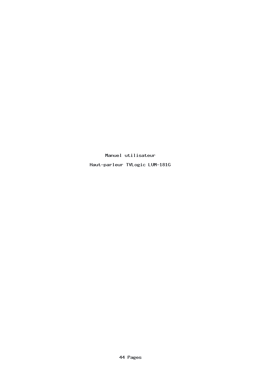 Page 1 de la notice Manuel utilisateur TVLogic LUM-181G