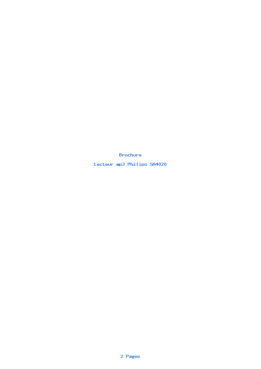 Page 1 de la notice Brochure Philips SA4020