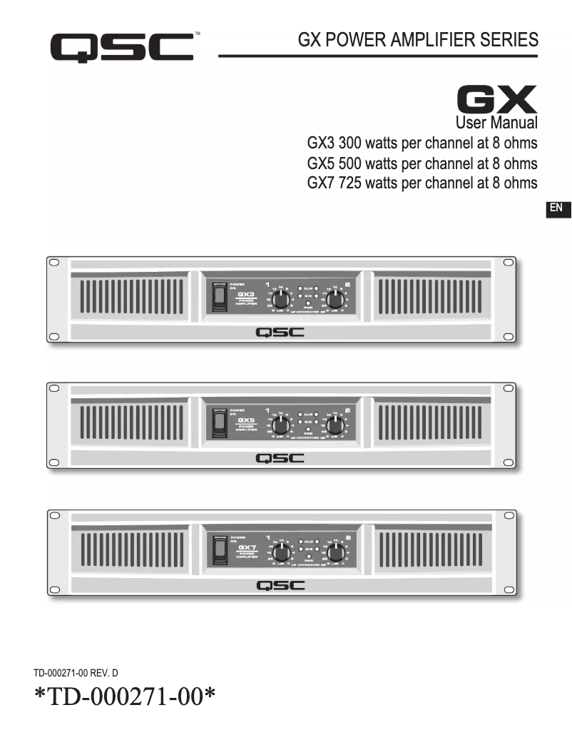 Page 1 de la notice Manuel utilisateur QSC GX3