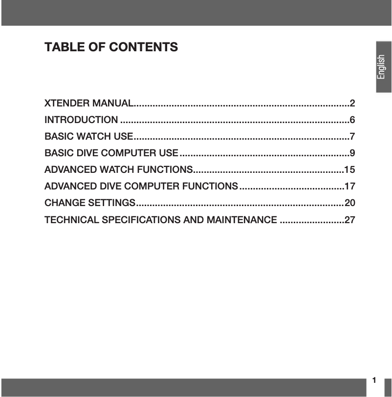 Page 1 de la notice Manuel utilisateur Scubapro X-tender