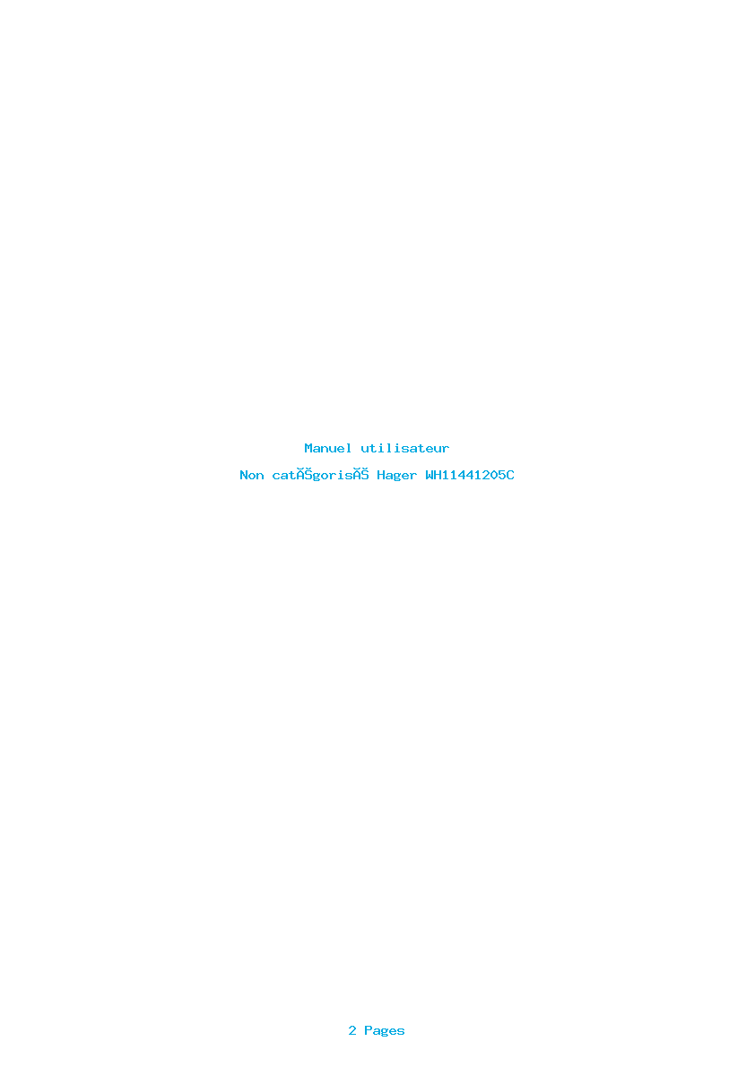 Page 1 de la notice Manuel utilisateur Hager WH11441205C