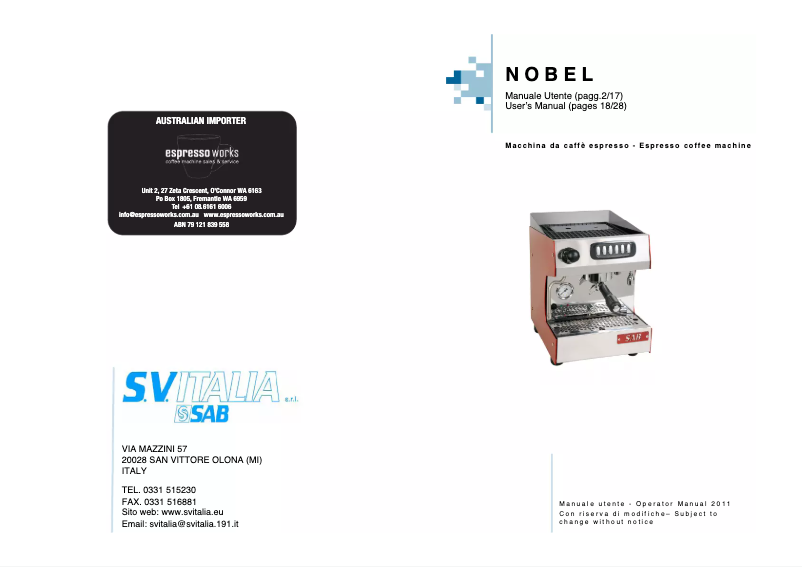 Page 1 de la notice Manuel utilisateur SAB Nobel