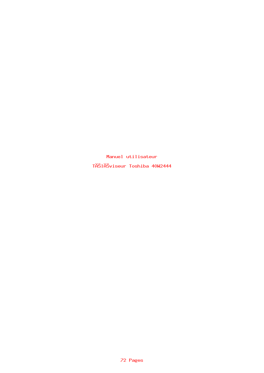 Page 1 de la notice Manuel utilisateur Toshiba 40W2444
