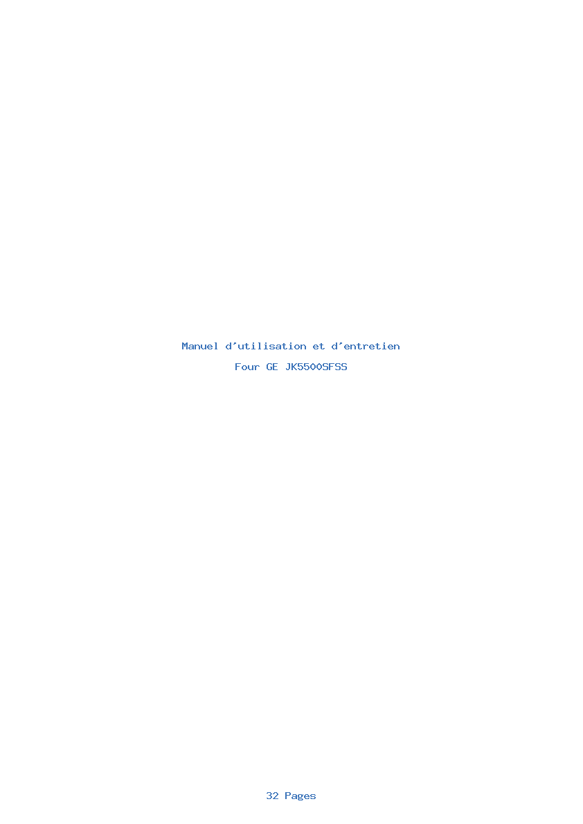 Page 1 de la notice Manuel d'utilisation et d'entretien GE JK5500SFSS