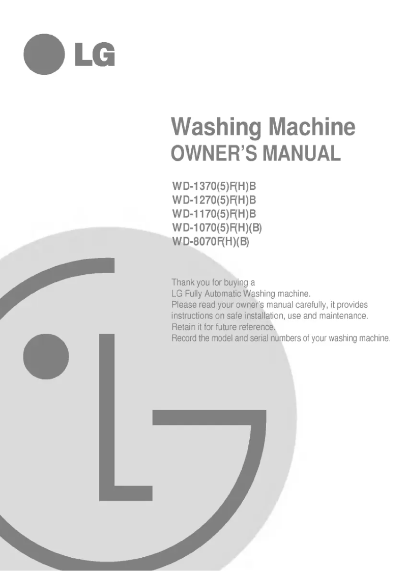 Page 1 de la notice Manuel utilisateur LG WD-1070FH