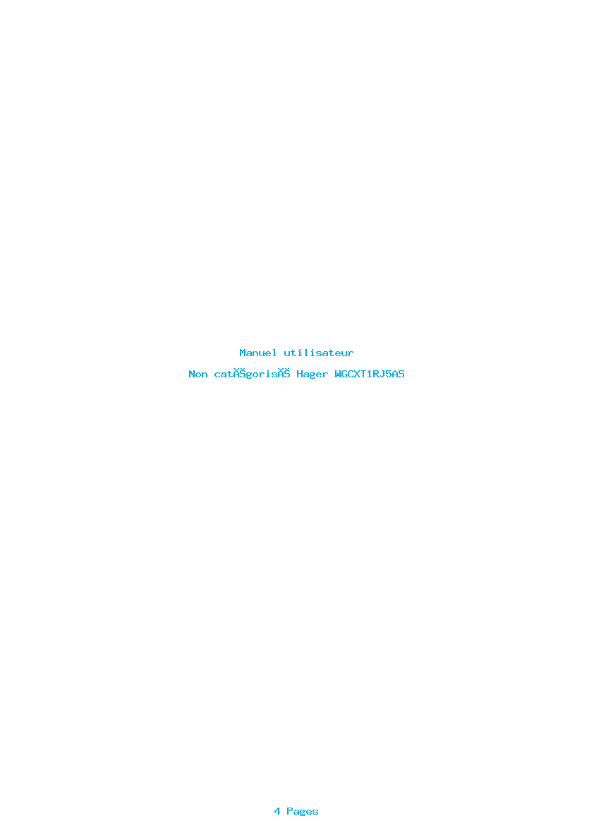 Page 1 de la notice Manuel utilisateur Hager WGCXT1RJ5AS