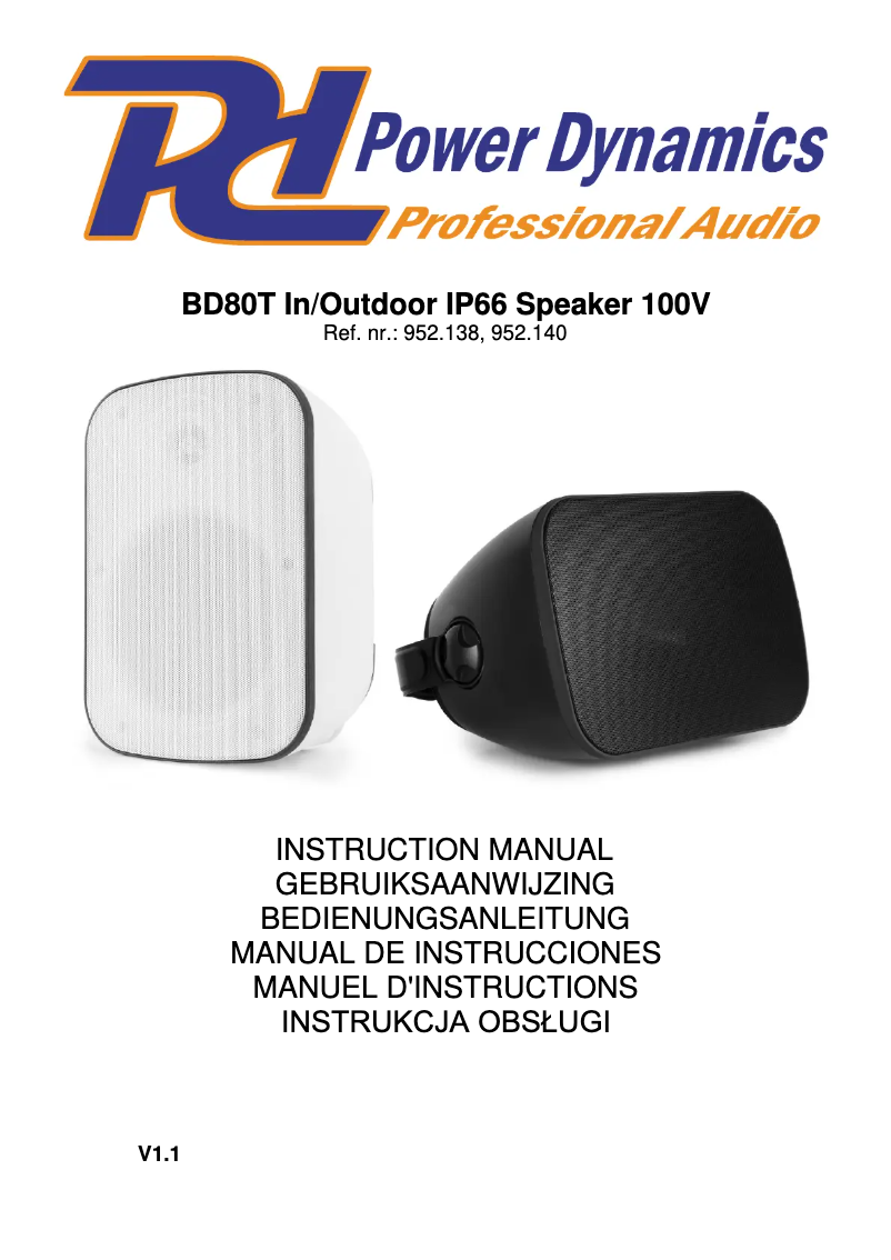 Page 1 de la notice Manuel utilisateur Power Dynamics BD80TB