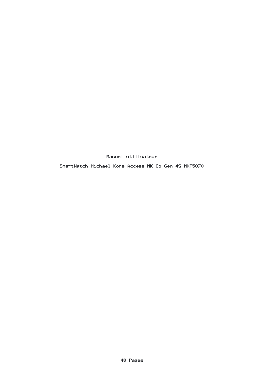Page 1 de la notice Manuel utilisateur Michael Kors Access MK Go Gen 4S MKT5070