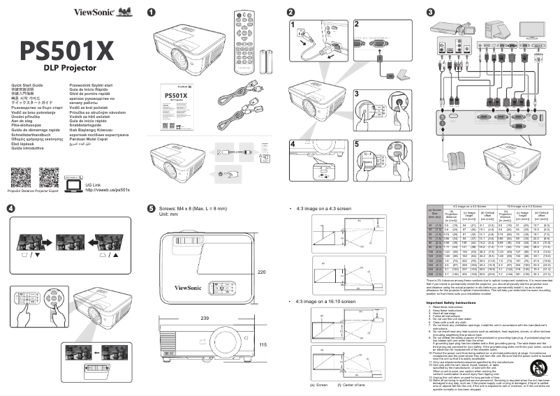 Página 1 del manual Guía de inicio rápido Viewsonic PS501X