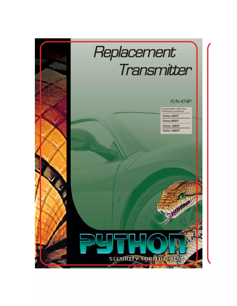 Page 1 de la notice Manuel utilisateur Python 474P