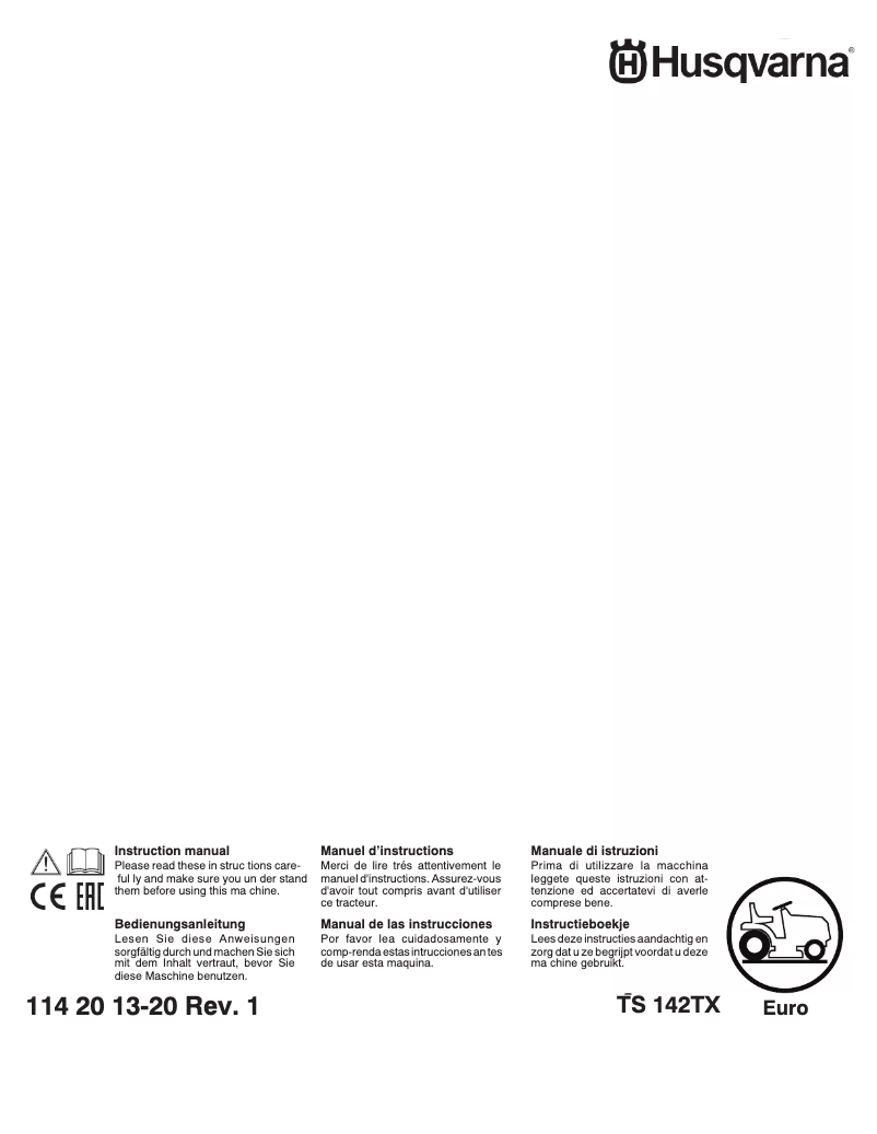 Page 1 de la notice Manuel utilisateur Husqvarna TS 142TX