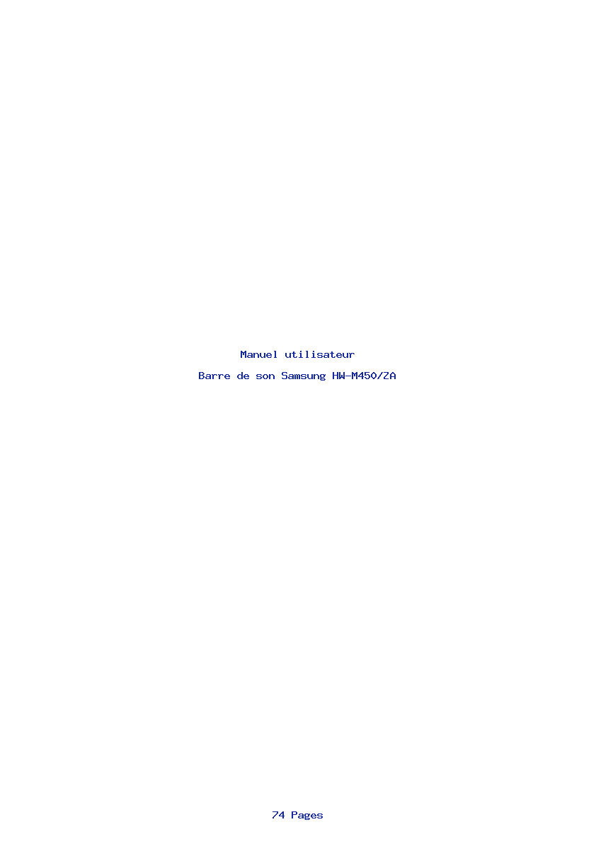 Page 1 de la notice Manuel utilisateur Samsung HW-M450/ZA