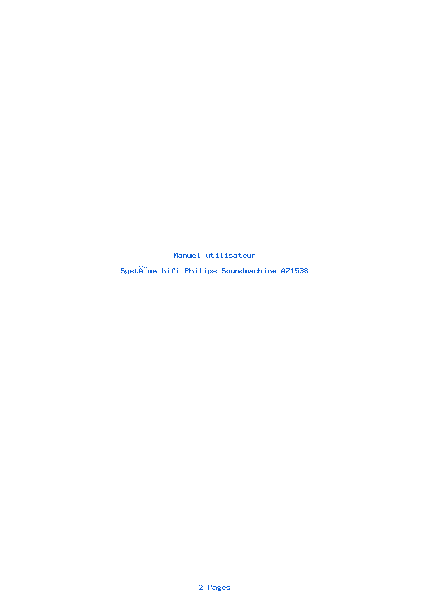 Page 1 de la notice Manuel utilisateur Philips Soundmachine AZ1538