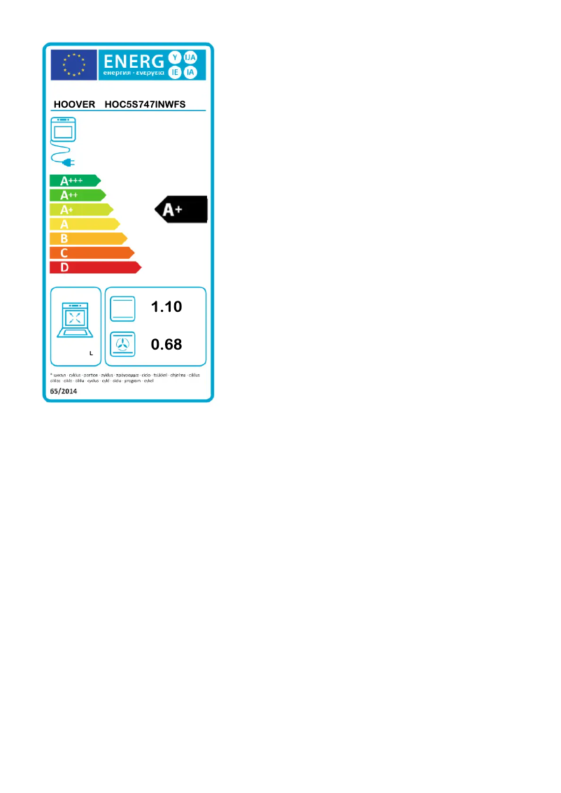 Página 1 del manual Etiqueta energética Hoover HOC5S747INWFS