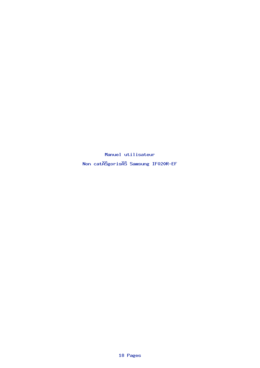 Page 1 de la notice Manuel utilisateur Samsung IF020R-EF