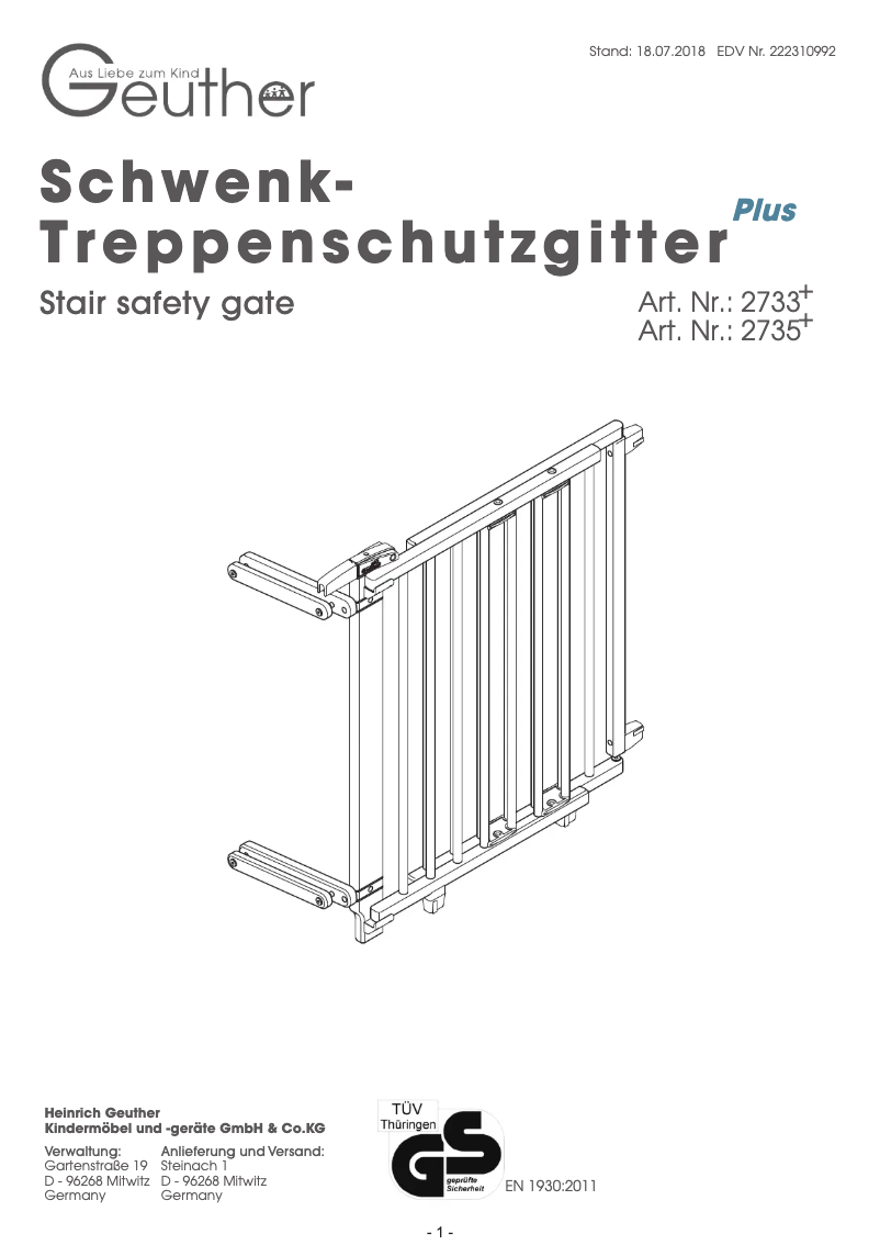 Page 1 of the manual User Manual Geuther 2735