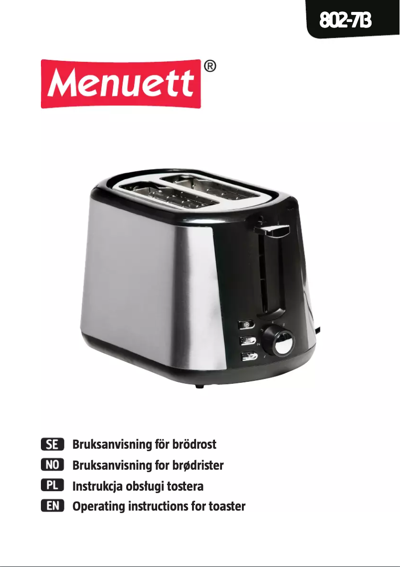 Page 1 of the manual User Manual Menuett 802-713