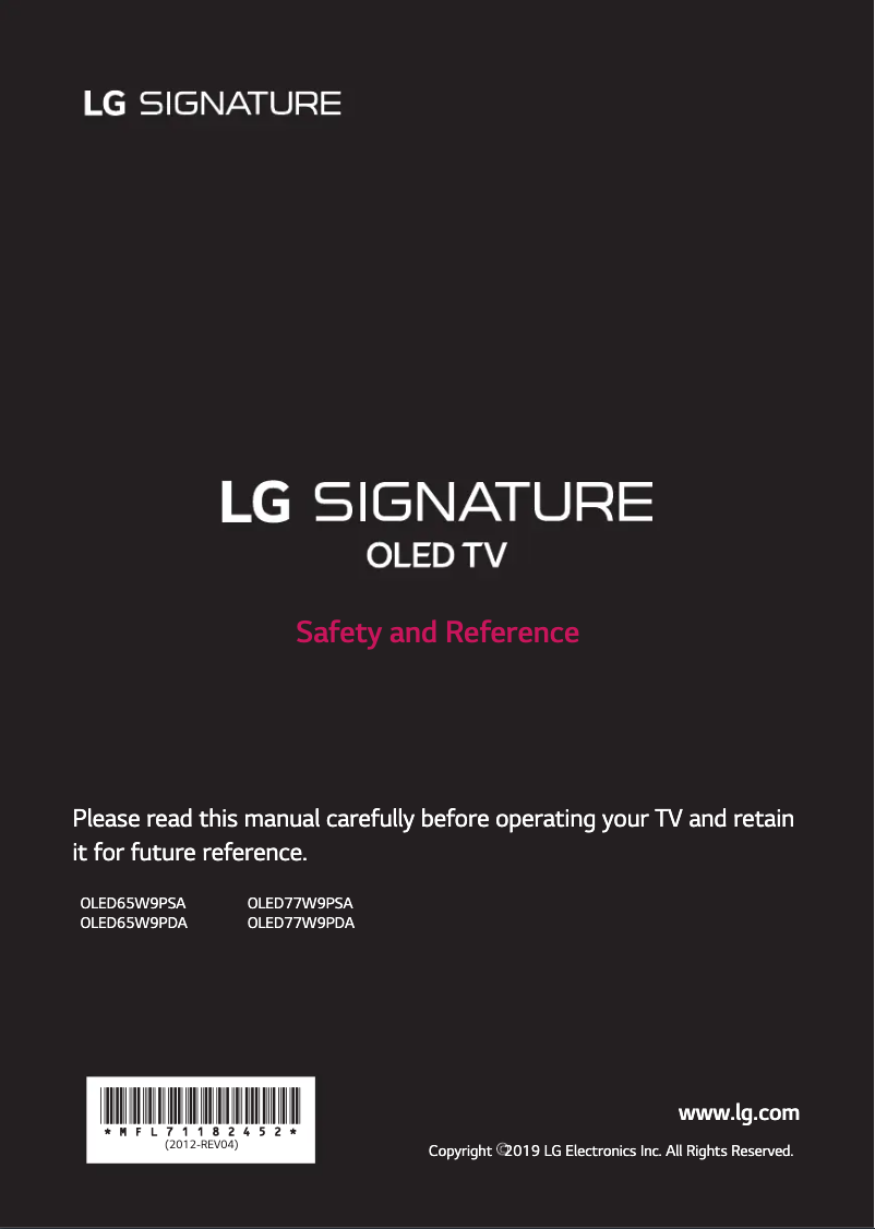 Página 1 del manual Manual de usuario LG OLED65W9PDA