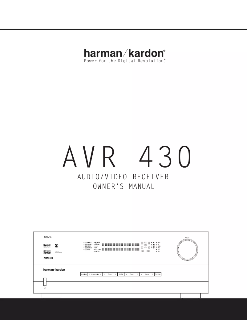 Page 1 de la notice Manuel utilisateur Harman Kardon AVR 430