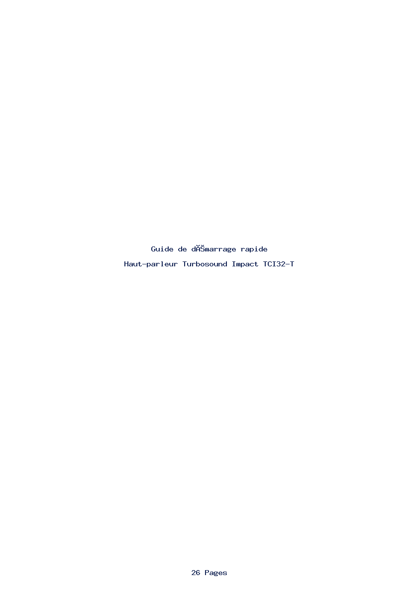 Page 1 de la notice Guide de démarrage rapide Turbosound Impact TCI32-T