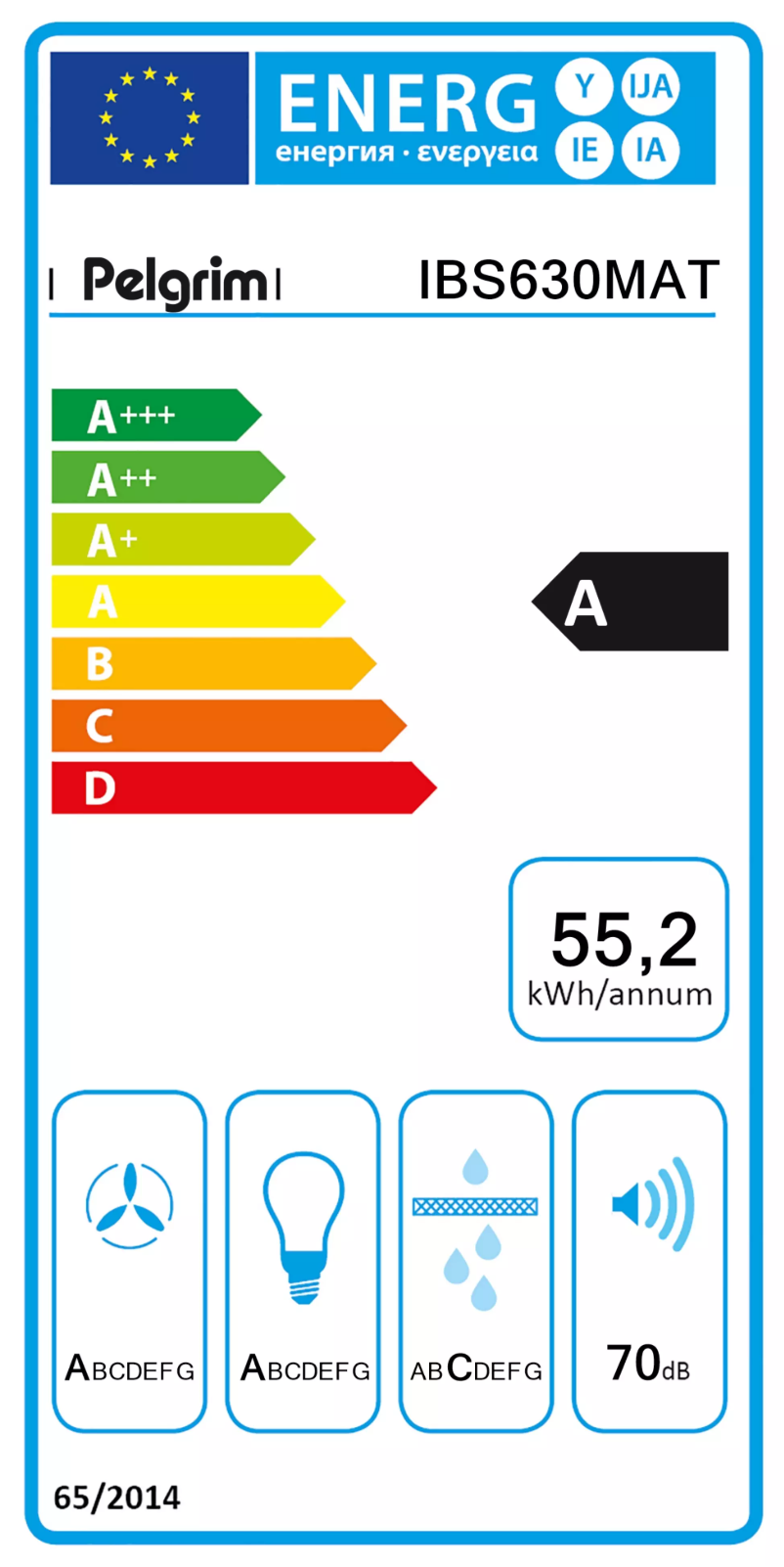 Page 1 de la notice Label énergétique Pelgrim IBS630MAT
