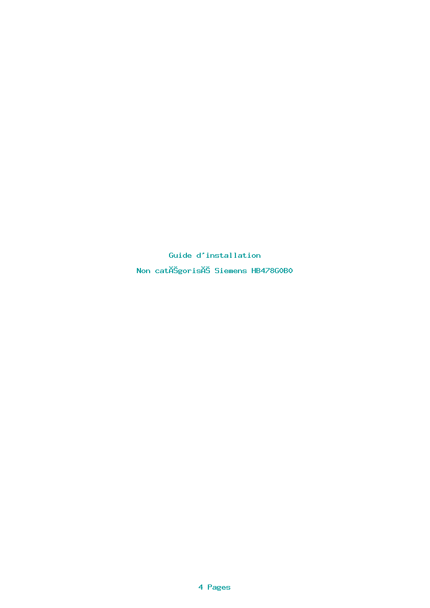 Page 1 de la notice Guide d'installation Siemens HB478G0B0