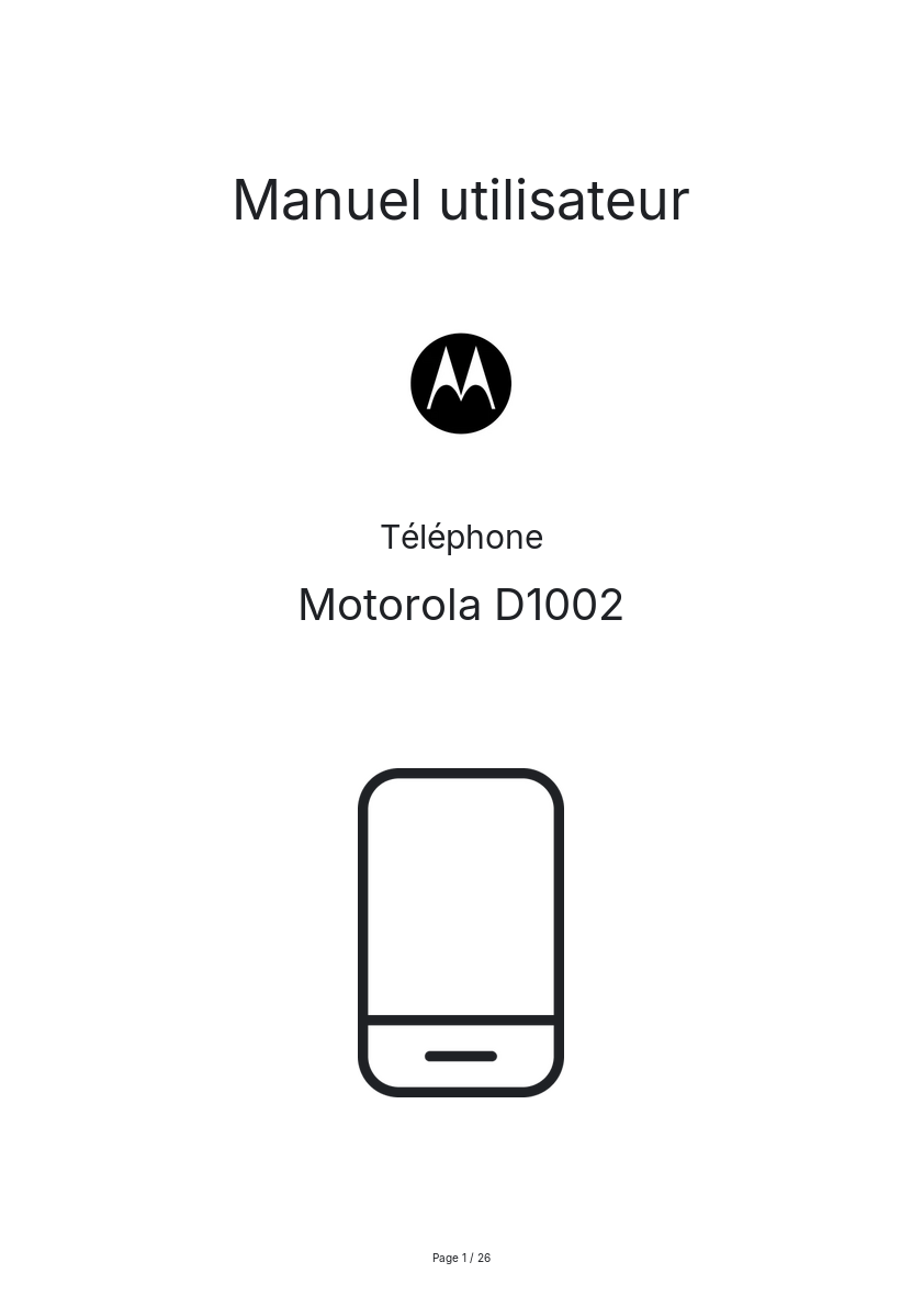 Page n°1 - Manuel utilisateur Motorola D1002