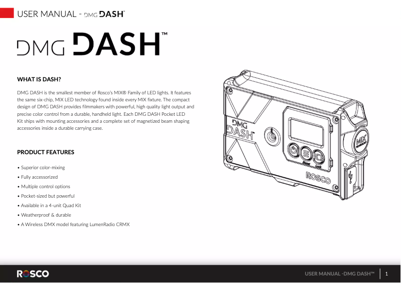 Page 1 of the manual User Manual DMG Lumière Dash